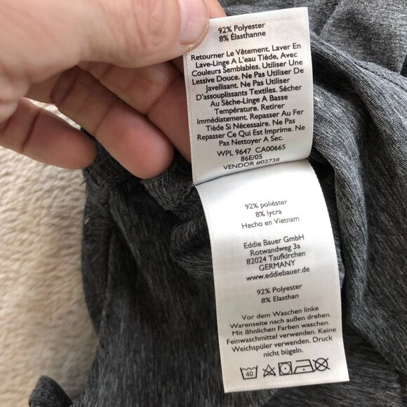 Eddie Bauer Womens T-Shirt Large Long Sleeve Gray V-Neck Jersey Top Casual - Picture 8 of 13